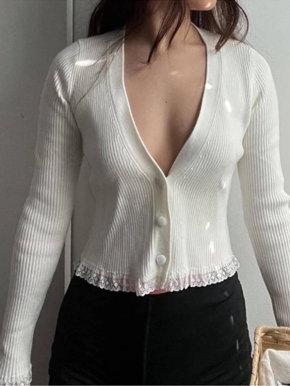 For Love & Lemons White Cardigan, size M
